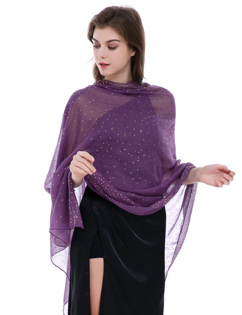 BANETTETA Purple Shawl Scarf Pashmina, Purple Scarf For Women Dress Shawl For Women Formal - Image 3